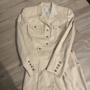 WATHNE 2 Piece Outfit, Ivory, Size 8 And 10, Classic, Wool/linen